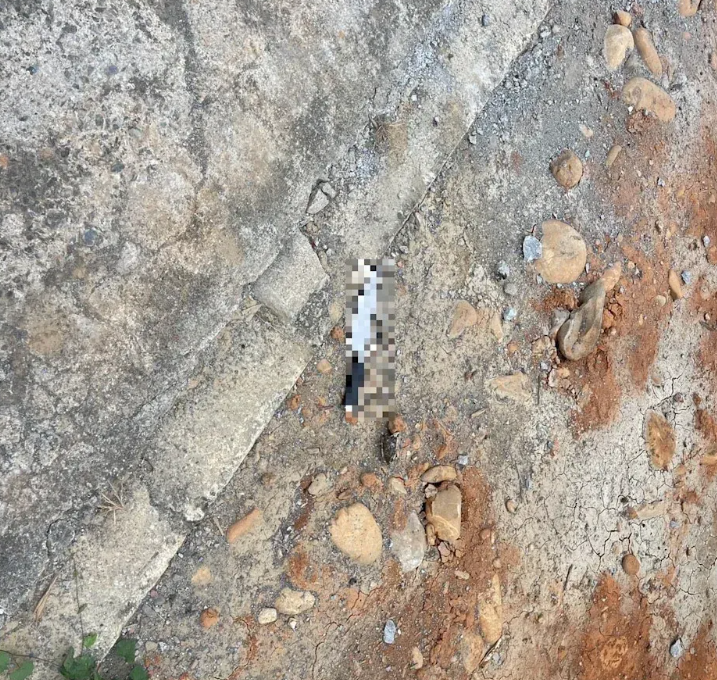 警方於現場查扣作案用水果刀及涉案車輛。&nbsp;&nbsp;&nbsp;圖：翻攝畫面