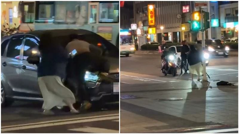 男子失控攔車、踹車。&nbsp;&nbsp;&nbsp;圖：翻攝Threads ＠mg_ol_2l