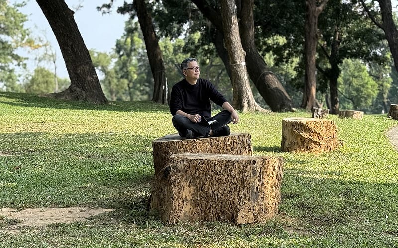 工頭堅闡述高雄果嶺自然公園原為高爾夫球場，現在成為開放的自然教室。&nbsp;&nbsp;&nbsp;圖：工頭堅/提供