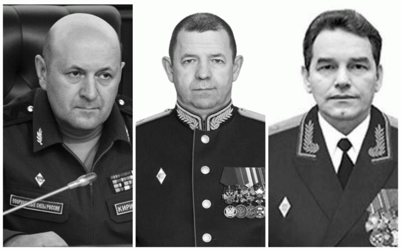  近期遇刺的三名俄軍將官，左起為伊戈爾．基里洛夫、雅羅斯拉夫．莫斯卡利克和法尼爾．薩爾瓦羅夫。圖：翻攝自 X《NOELREPORTS》