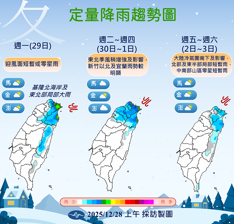 氣象署指出，跨年後北部與東半部轉濕冷，元旦迎曙光較有機會出現在中南部及離島。&nbsp;&nbsp;&nbsp;圖：氣象署／提供