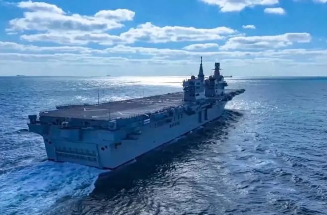 解放軍]077 型閃電航母。&nbsp;&nbsp;&nbsp;圖 : 翻攝自騰訊新聞