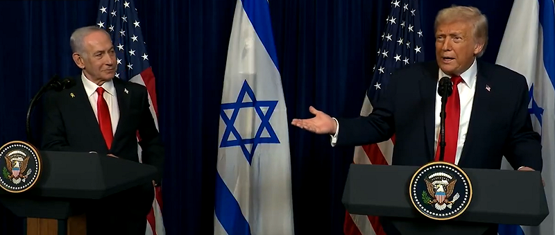  川普於昨日（29）開始與以色列總理納坦雅胡在海湖莊園會面。圖：翻攝自 X《Clint Russell》