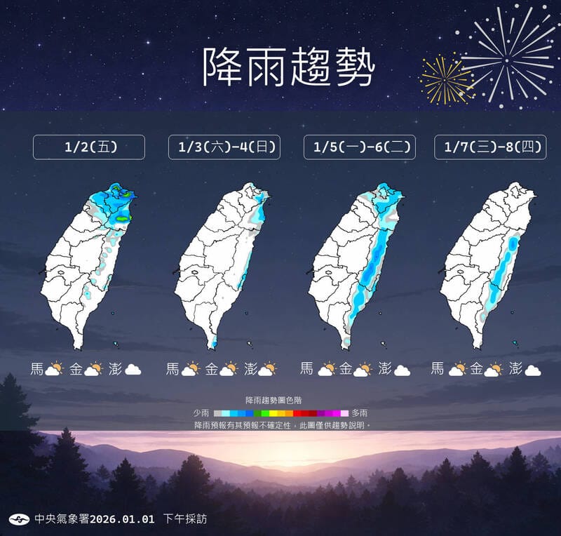 降雨趨勢一圖看。&nbsp;&nbsp;&nbsp;圖：氣象署／提供