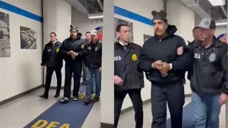 白宮公開馬杜洛被拘留的最新畫面。&nbsp;&nbsp;&nbsp;圖：翻攝自X平台 @Rapid Response 47