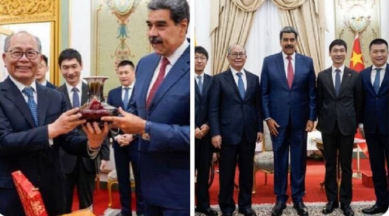  委內瑞拉總統馬杜洛在被抓前一天，還會見了中國使團，獲得中國使團的力挺。 圖 : 翻攝自X / LT視界 