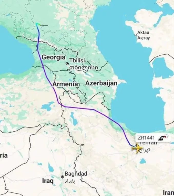  俄羅斯運輸機飛行路線。 圖：翻攝自 寰球戰略解讀 