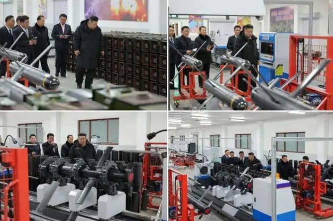 北韓領導人金正恩視察閃電-4導彈生產工廠。 圖 : 翻攝自朝中社 