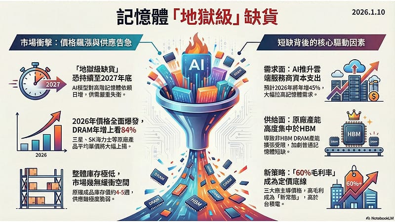 記憶體缺貨產業一覽圖。&nbsp;&nbsp;&nbsp;圖: 分析師葉俊敏/提供