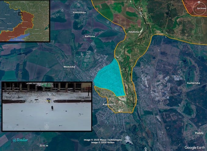 烏克蘭地面部隊已進入哈爾科夫州庫皮揚斯克市中心，並清除了市政大樓內的俄軍力量，對市中心實施有效控制。 圖:翻攝自X帳號@Tendar