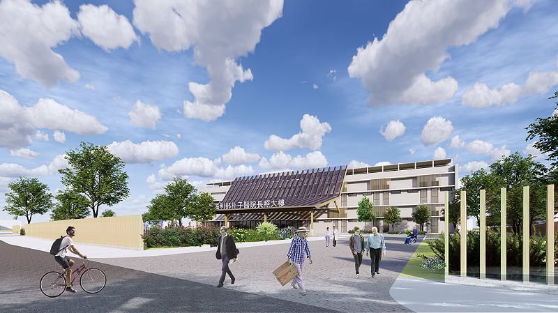 衛生福利部朴子醫院六腳長照機構-建築模擬圖。&nbsp;&nbsp;&nbsp;圖：國土署提供