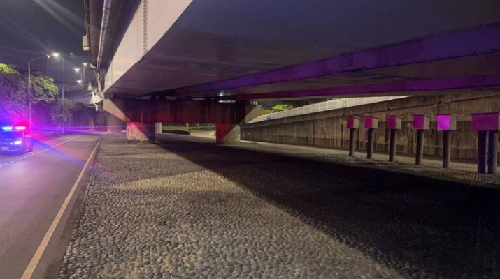 民眾在新北大橋下方發現一具骨骸。後續將由檢警相驗釐清身分。&nbsp;&nbsp;&nbsp;圖：翻攝畫面