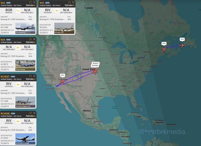 美伊關係持續緊繃之下，美國空軍已開始向歐洲增派空中加油機，以支援潛在的跨區域行動。&nbsp;&nbsp;&nbsp;圖:翻攝自X帳號@hntrbrkmedia
