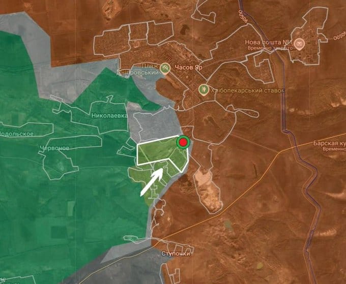 地面戰況顯示，在頓內茨克方向，烏軍正持續向恰索夫亞爾以南推進。&nbsp;&nbsp;&nbsp;圖:翻攝自X帳號@TTheBattlefield
