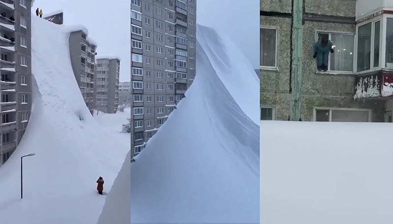 有當地媒體和居民陸續在社群媒體分享「暴雪日常」，像是從家裡創窗戶跳進雪堆、在天然雪坡上滑雪等。&nbsp;&nbsp;&nbsp;圖：翻攝自網路