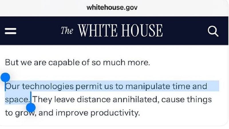 白宮曾爆料擁有可操縱時空的武器。&nbsp;&nbsp;&nbsp;圖 : 翻攝自X / Lawrence精衛