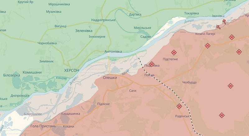 俄羅斯入侵部隊已正式棄守位於赫爾松州的「奧列克西夫斯基島」。 圖:翻攝自 X 俄羅斯入侵部隊已正式棄守位於赫爾松州的「奧列克西夫斯基島」。 圖:翻攝自 X