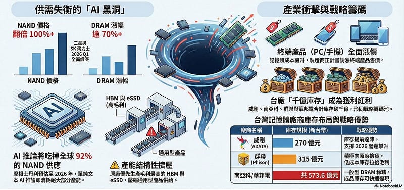 圖一記憶體漲不停的真相。&nbsp;&nbsp;&nbsp;圖: 分析師葉俊敏/提供