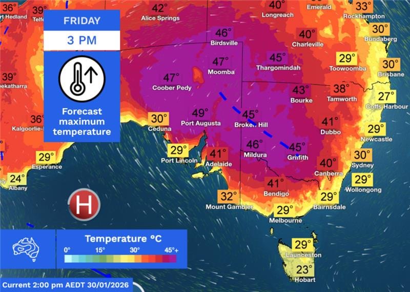  目前維多利亞州仍維持「災難狀態」，統計顯示，從 2016 年～2019 年間，熱浪已奪走超過千條性命。 圖：翻攝自 X@BOM_au 