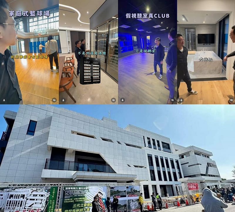 謝典霖與網紅「億百豪森」合作拍攝影片，開箱位於彰化溪州、佔地約700坪的謝家豪宅。&nbsp;&nbsp;&nbsp;圖：翻攝四叉貓臉書