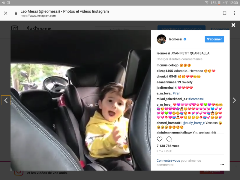 梅西在instagram發布的視頻裡，小馬蒂奧用加泰隆尼亞語唱的歌是一首叫做「跳舞的小尚恩」，是加泰人經常教給小孩子唱的兒歌。寶貝兒子唱歌模樣太萌，吸引超過600萬粉絲瀏覽。   圖：翻攝自梅西instagram