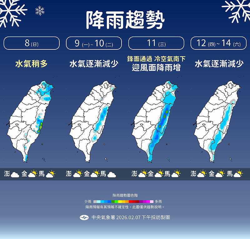 降雨趨勢一圖看。&nbsp;&nbsp;&nbsp;圖：氣象署／提供