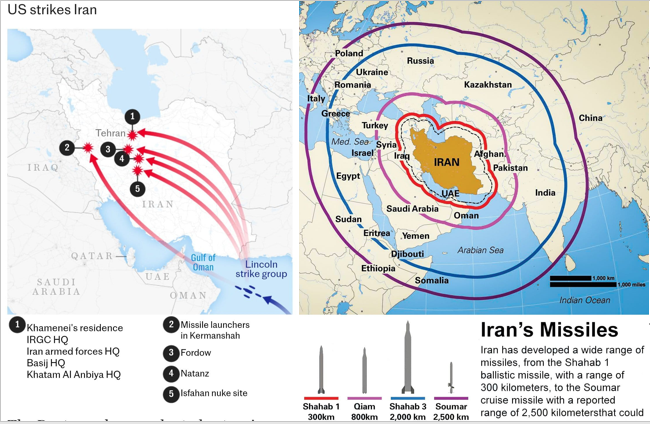 伊朗方面已制定多線應對戰略，針對可能出現的美方軍事打擊做準備。&nbsp;&nbsp;&nbsp;圖:翻攝自X帳號@War_Radar2(新頭殼合成)