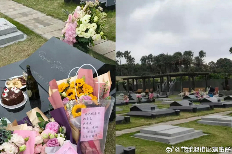 有粉絲剛好在當天前往金寶山祭拜大S，遇到獨守在墓前的具俊曄，還發現疑似具俊曄準備的紅酒及蛋糕。&nbsp;&nbsp;&nbsp;圖：翻攝自微博