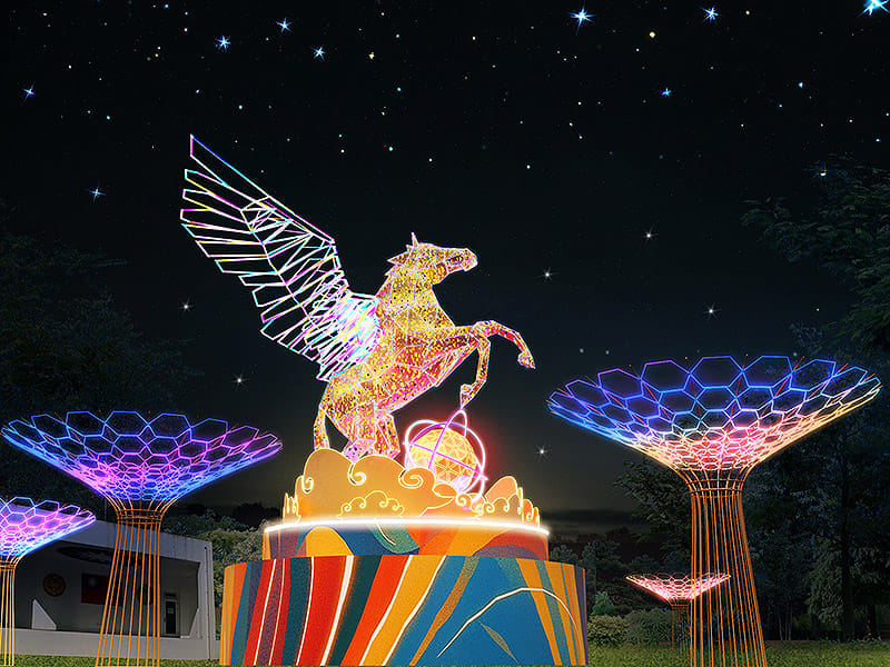 2026桃園燈會以「飛馬耀桃園」為主題，將展出展開雙翼的18公尺巨型主燈「航空飛馬」。&nbsp;&nbsp;&nbsp;圖：取自2026桃園燈會