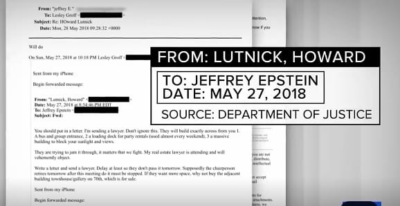 在艾普斯坦檔案中發現與盧特尼克往來的信件。&nbsp;&nbsp;&nbsp;圖 : 影片截圖