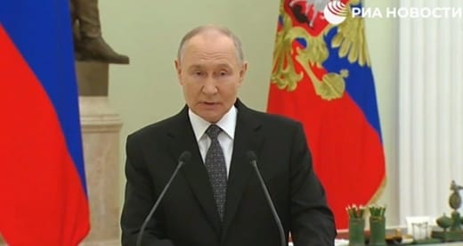 俄羅斯總統普丁在俄烏戰爭滿4周年時發表講話。&nbsp;&nbsp;&nbsp;圖 : 影片截圖