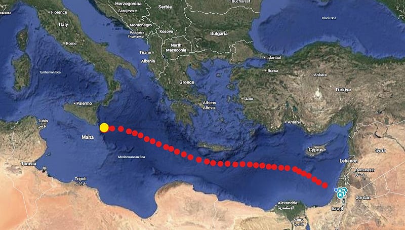 福特號目前位於義大利以南海域，預計將於近期抵達以色列沿岸附近。&nbsp;&nbsp;&nbsp;圖：翻攝自 X Mossad Commentary