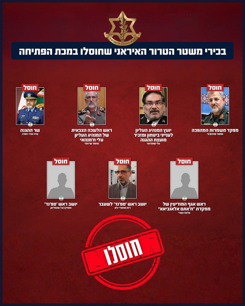  以色列軍方也公開「史詩憤怒擊殺榜」，列出多名遭打擊的伊朗軍事高層，但早期公布中尚未包含最高領袖哈梅內伊。 圖:翻攝自X帳號@Aurora107E 