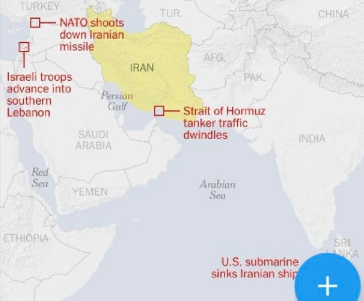  美國中央司令部發布聲明，宣稱在斯里蘭卡附近海域擊沉伊朗德納號軍艦。 圖 : 翻攝自X 