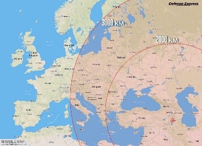  如若伊朗向歐洲宣戰，導彈的射程可能波及至德國。 圖：翻攝自Ｘ／@NiKiTa_32156 