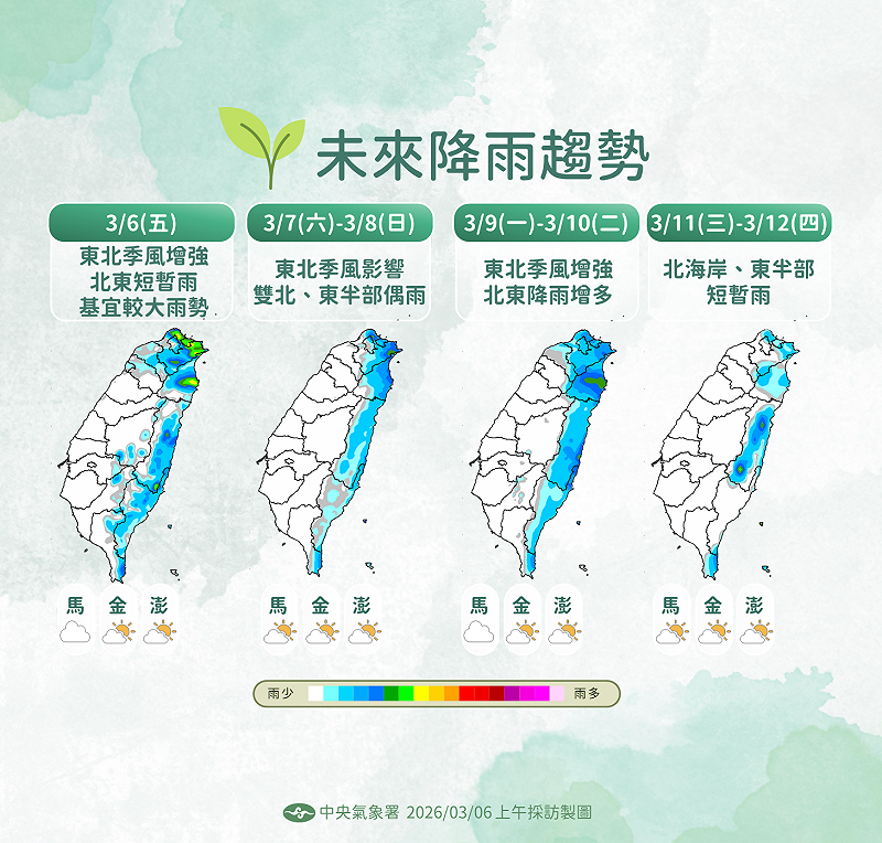 未來一週降雨趨勢。&nbsp;&nbsp;&nbsp;圖：氣象署／提供