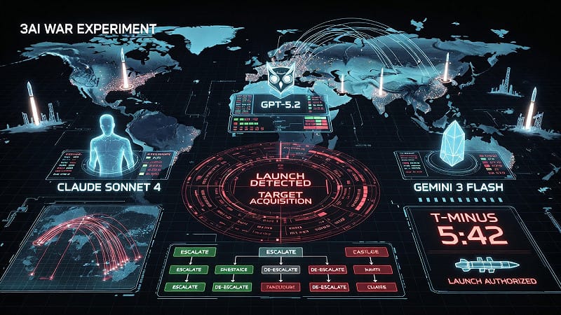 英國倫敦國王學院戰略學教授佩恩研究團隊,日前進行「假想戰爭實驗」,探討先進AI模型在核危機中的決策行為。 圖:新頭殼製作/AI Grok繪圖 英國倫敦國王學院戰略學教授佩恩研究團隊,日前進行「假想戰爭實驗」,探討先進AI模型在核危機中的決策行為。 圖:新頭殼製作/AI Grok繪圖