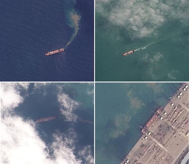 兩艘受到美國、英國及歐盟制裁的伊朗國有貨輪，於美以空襲伊朗飛彈工廠後 72 小時，從中國珠海港出發運往伊朗。 圖:翻攝自X帳號@himalaya777