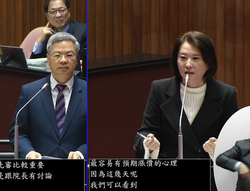 國民黨立委王鴻薇質詢經濟部長龔明鑫。&nbsp;&nbsp;&nbsp;圖：擷取自國會頻道