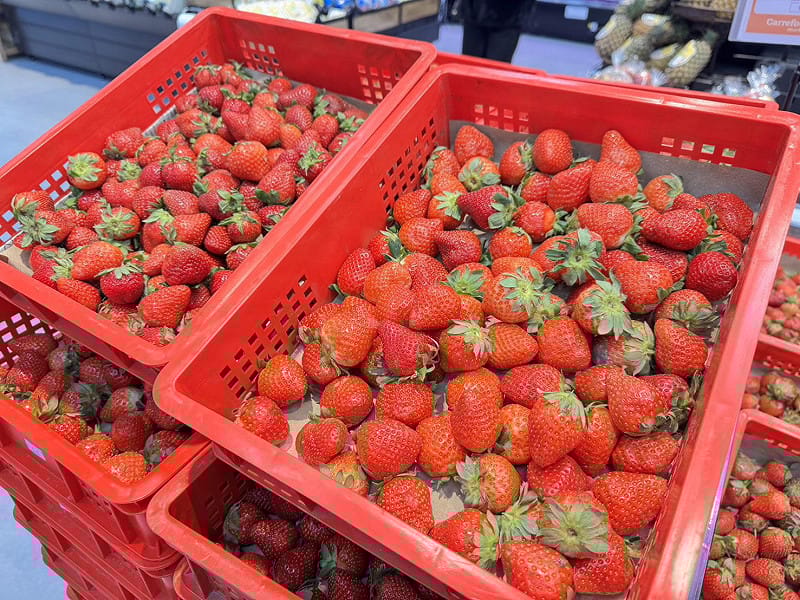 為慶祝文賢店開幕，多樣商品買一送一，有機牛蕃茄買一送一、藍鑽蝦買一送一平均一件74.5元、秘魯麝香葡萄600g一盒199元，草莓1.5公斤一籃299元限量100籃等以及會員限定好禮、限時瘋狂價等多項優惠，&nbsp;&nbsp;&nbsp;圖：家樂福超市提供