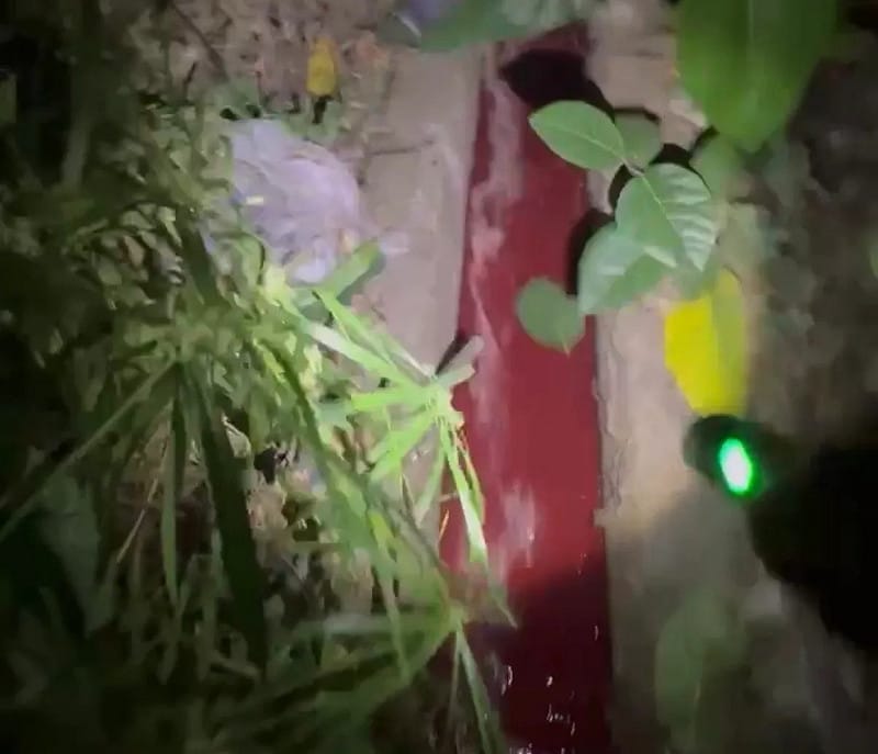 五股中港南路溝渠夜間「血流成河」，原來是有食品公司埋暗管偷排廢水。&nbsp;&nbsp;&nbsp;圖：黃淑君服務處提供