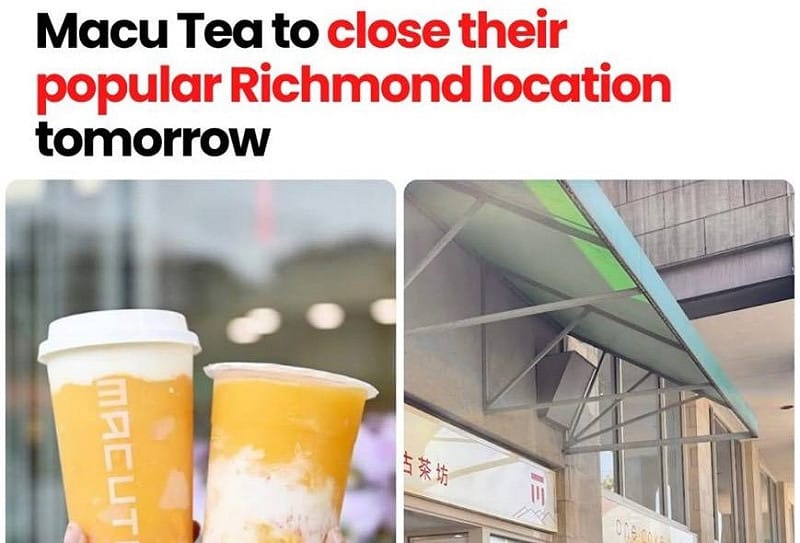 麻古茶坊近期在加拿大門市接連結束營業，引發當地消費者高度關注。&nbsp;&nbsp;&nbsp;圖：孫家銘翻攝
