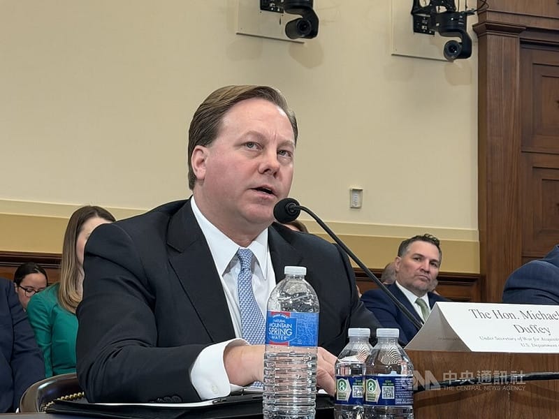 美國戰爭部採購與維護次長杜飛（Michael Duffey）17日出席聯邦眾議院外交委員會聽證會。中央社記者侯姿瑩華盛頓攝 115年3月18日&nbsp;&nbsp;&nbsp;圖：中央社提供