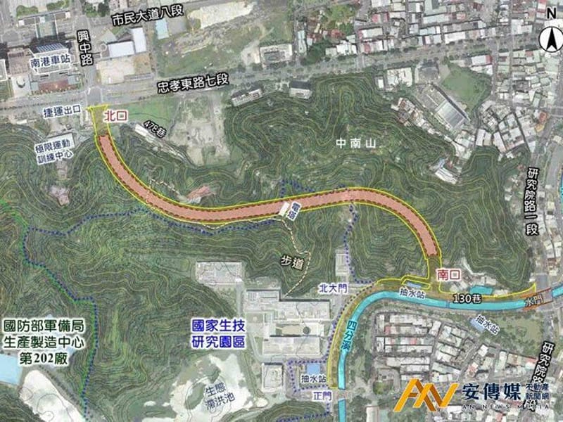 「國家生技研究園區聯外道路工程」銜接忠孝東路與研究院，生技園區往南港車站車程縮短至只需5分鐘。&nbsp;&nbsp;&nbsp;圖：台北市政府／提供