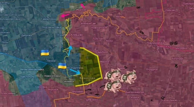  戰情地圖顯示，烏軍的 T-64 戰車持續在烏東前線戰場進行射擊作業。 圖：翻攝自 X @SanderRegter