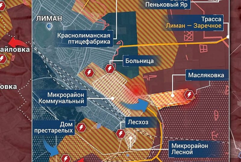 烏軍向萊曼東部反擊。 圖:翻攝自X帳號@WW3finalboss 烏軍向萊曼東部反擊。 圖:翻攝自X帳號@WW3finalboss