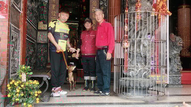 廟方人員和動保員李國良協力救援工作。&nbsp;&nbsp;&nbsp;圖：新北市動保處 ／提供