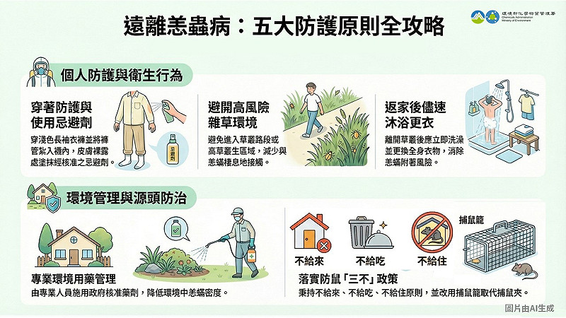 針對羌蟲病防治，環境部呼籲遵守五大守則。&nbsp;&nbsp;&nbsp;圖：環境部／提供
