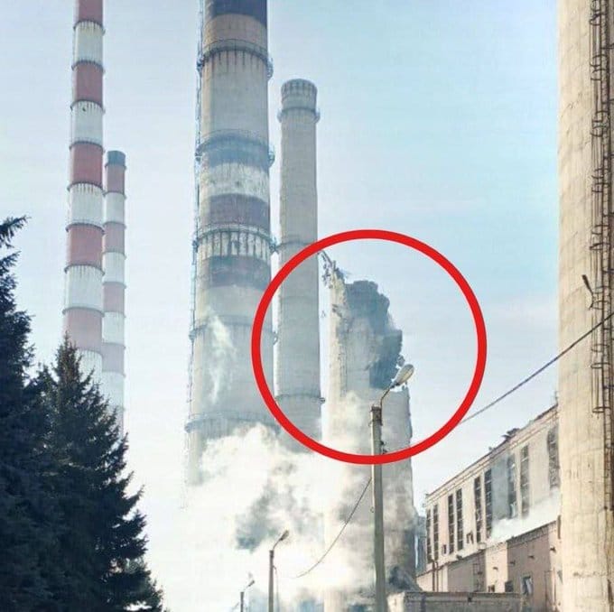  位於頓涅茨克州的斯拉維揚斯克熱電站以「安全情勢惡化」為由，宣布停止營運。 圖：翻攝自 @Maks_NAFO_FELLA X 帳號 