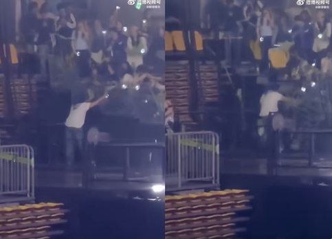 在演唱會途中竟爆發意外，觀眾席欄杆疑似因承受過多重量突然斷裂，多名粉絲摔下樓送醫。&nbsp;&nbsp;&nbsp;圖：翻攝自微博
